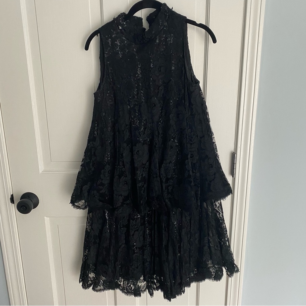VINTAGE Shannon Rodgers for Jerry Silverman Lace and Sequin Black Dress